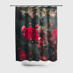 Шторка для душа Красная дикая роза, цвет: 3D-принт