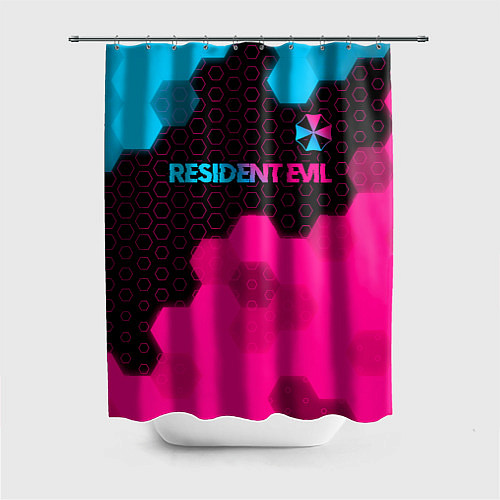 Шторка для ванной Resident Evil - neon gradient: символ сверху / 3D-принт – фото 1