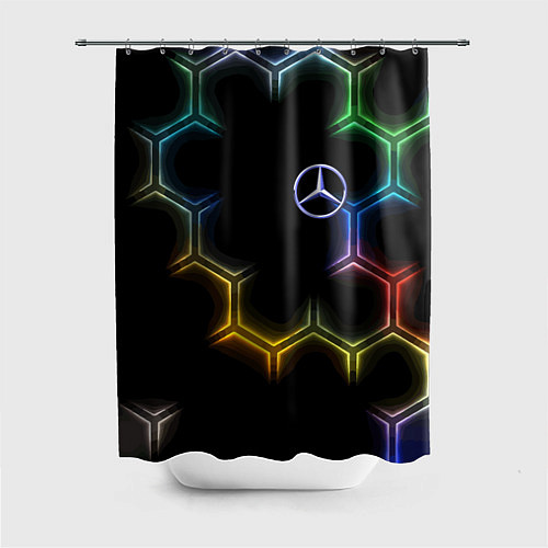 Шторка для ванной Mercedes - neon pattern / 3D-принт – фото 1