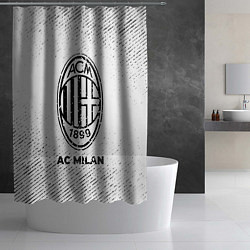 Шторка для душа AC Milan с потертостями на светлом фоне, цвет: 3D-принт — фото 2