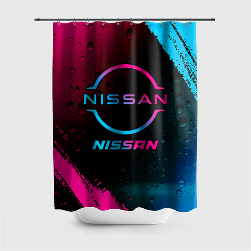 Шторка для ванной Nissan - neon gradient / 3D-принт – фото 1