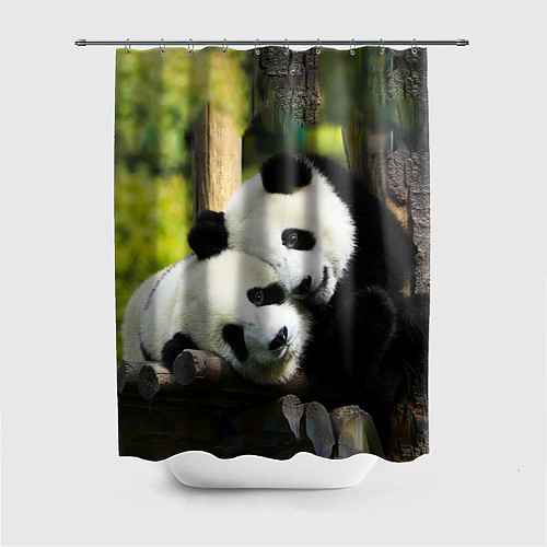 Шторка для ванной Влюблённые панды / 3D-принт – фото 1