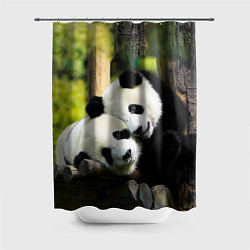 Шторка для ванной Влюблённые панды