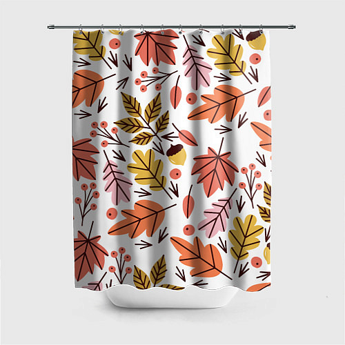 Шторка для ванной Осенний паттерн - листья / 3D-принт – фото 1
