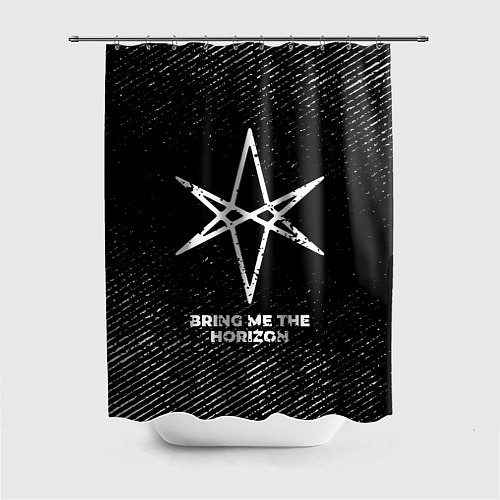 Шторка для ванной Bring Me the Horizon с потертостями на темном фоне / 3D-принт – фото 1