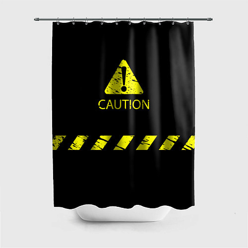 Шторка для ванной CAUTION - Осторожно опасность / 3D-принт – фото 1