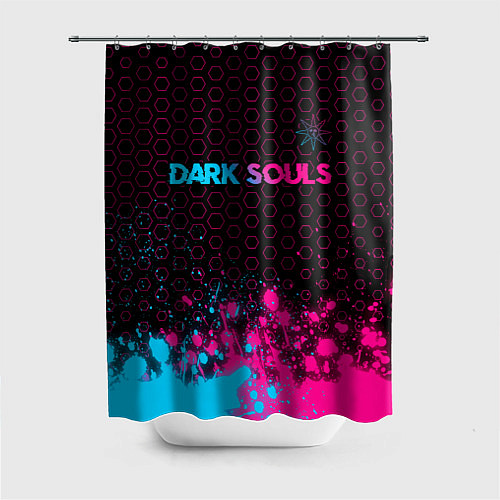 Шторка для ванной Dark Souls - neon gradient: символ сверху / 3D-принт – фото 1