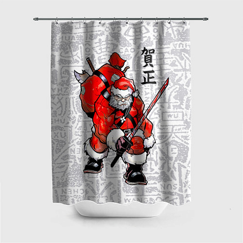 Шторка для ванной Santa Claus Samurai with katana / 3D-принт – фото 1