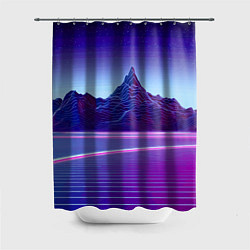 Шторка для душа Neon mountains - Vaporwave, цвет: 3D-принт