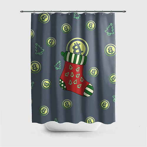 Шторка для ванной Christmas funny bitcoin / 3D-принт – фото 1