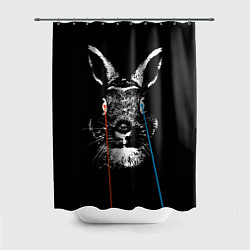 Шторка для душа Черный кролик стреляет лазерами из глаз, цвет: 3D-принт