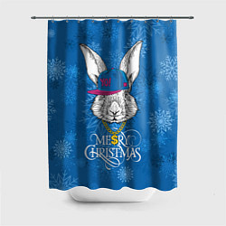Шторка для душа Merry Christmas, rabbit in cap, цвет: 3D-принт
