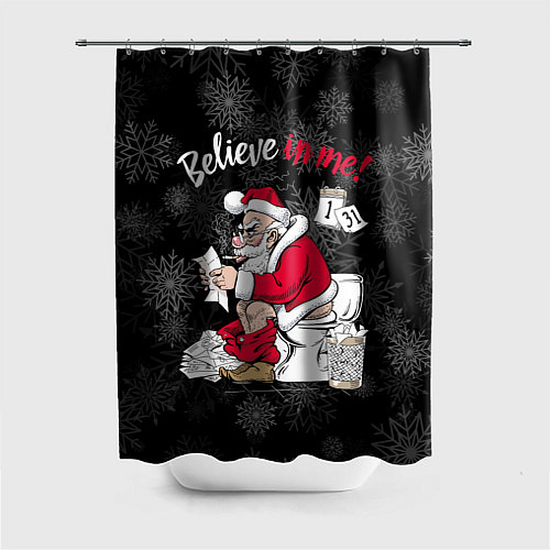 Шторка для ванной Santa Claus on the toilet, believe in me / 3D-принт – фото 1