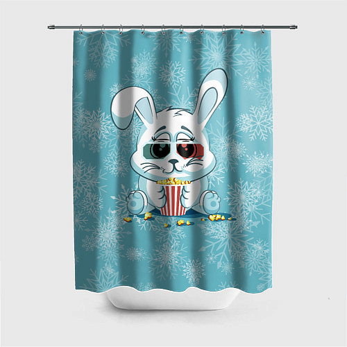 Шторка для ванной Кролик кушает попкорн / 3D-принт – фото 1