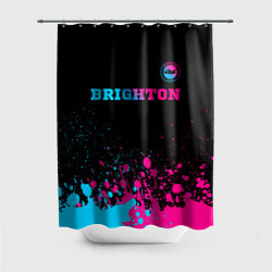 Шторка для душа Brighton - neon gradient: символ сверху, цвет: 3D-принт