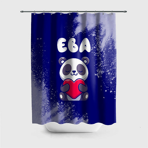 Шторка для ванной Ева панда с сердечком / 3D-принт – фото 1