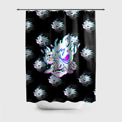Шторка для ванной Cyberpunk 2077 neon samurai glitch art colors