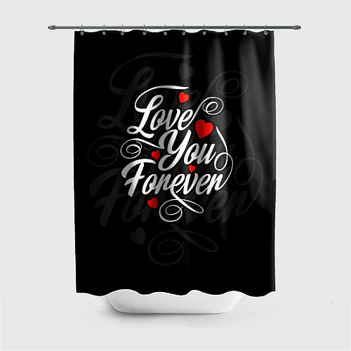 Шторка для ванной Love you forever, hearts, patterns / 3D-принт – фото 1