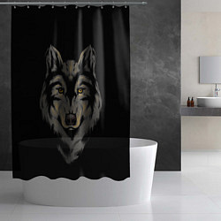 Шторка для душа Голова серого волка, цвет: 3D-принт — фото 2