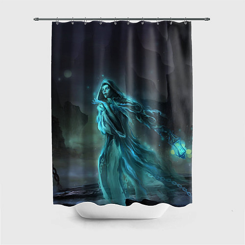 Шторка для ванной Halloween - женщина призрак на кладбище / 3D-принт – фото 1