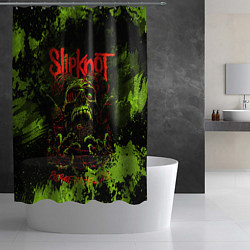 Шторка для душа Slipknot green череп, цвет: 3D-принт — фото 2
