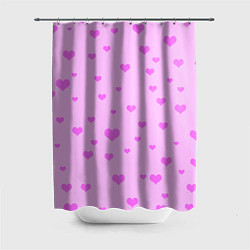 Шторка для ванной Сердечки розовые абстракция