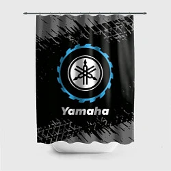 Шторка для душа Yamaha в стиле Top Gear со следами шин на фоне, цвет: 3D-принт