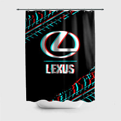 Шторка для ванной Значок Lexus в стиле glitch на темном фоне