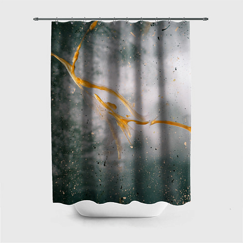 Шторка для ванной Абстрактный серый туман и золотая краска / 3D-принт – фото 1