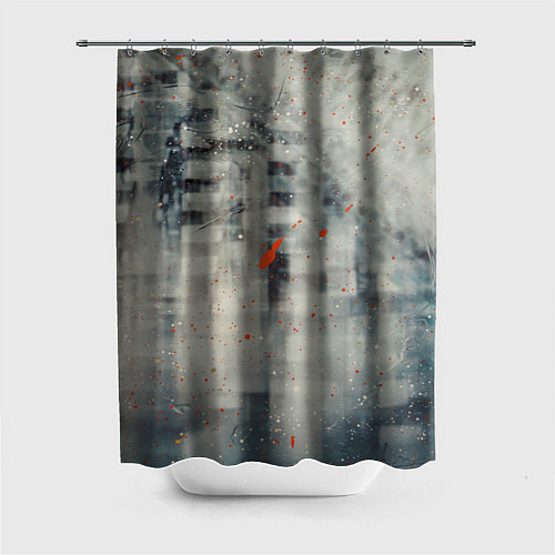 Шторка для ванной Серый туман и оранжевые краски / 3D-принт – фото 1