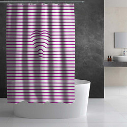 Шторка для душа Полосатый паттерн бело-розового цвета, цвет: 3D-принт — фото 2