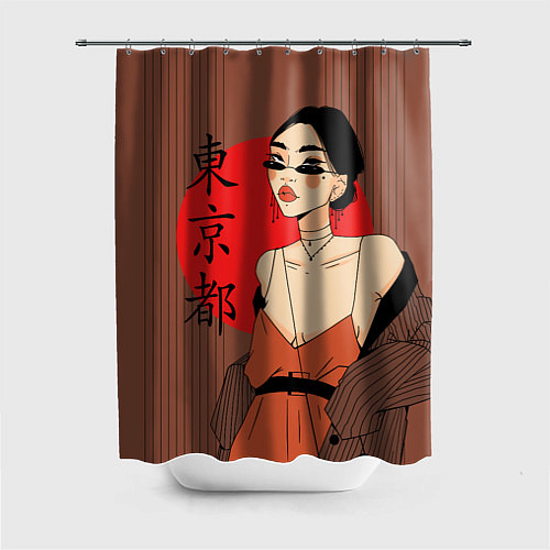 Шторка для ванной Японская модница / 3D-принт – фото 1