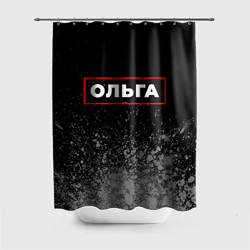 Шторка для ванной Ольга - в красной рамке на темном / 3D-принт – фото 1
