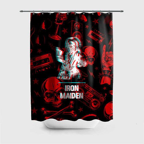Шторка для ванной Iron Maiden rock glitch / 3D-принт – фото 1