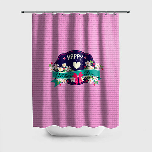 Шторка для ванной Happy Mothers Day - эмблема / 3D-принт – фото 1