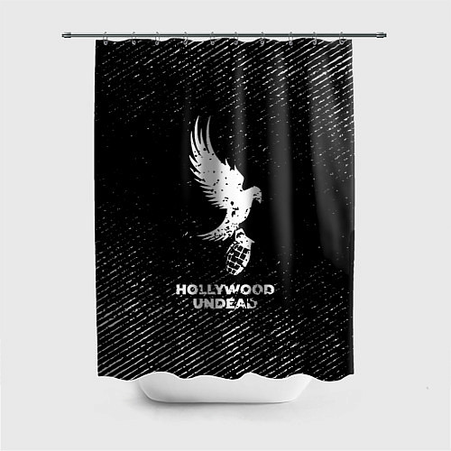 Шторка для ванной Hollywood Undead с потертостями на темном фоне / 3D-принт – фото 1