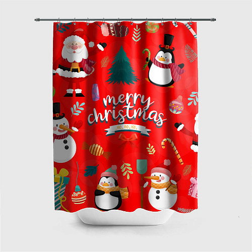 Шторка для ванной Merry christmas art / 3D-принт – фото 1