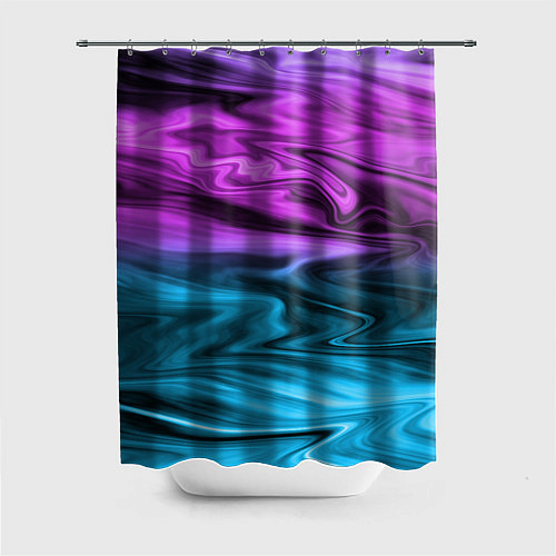 Шторка для ванной Синий с фиолетовым размытый абстрактный узор / 3D-принт – фото 1