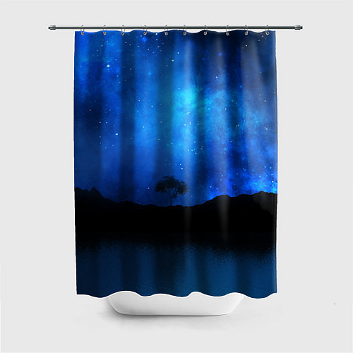 Шторка для ванной Звездное небо и одинокое дерево / 3D-принт – фото 1