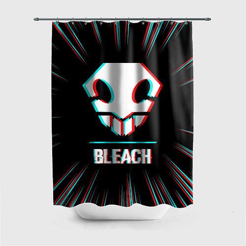 Шторка для ванной Символ Bleach в стиле glitch на темном фоне / 3D-принт – фото 1