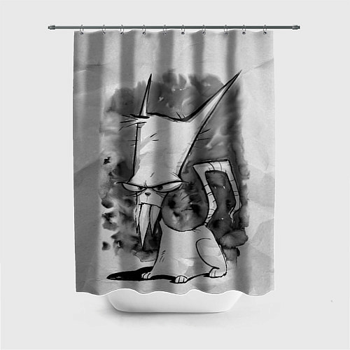 Шторка для ванной Кот зловред - червяк джим / 3D-принт – фото 1