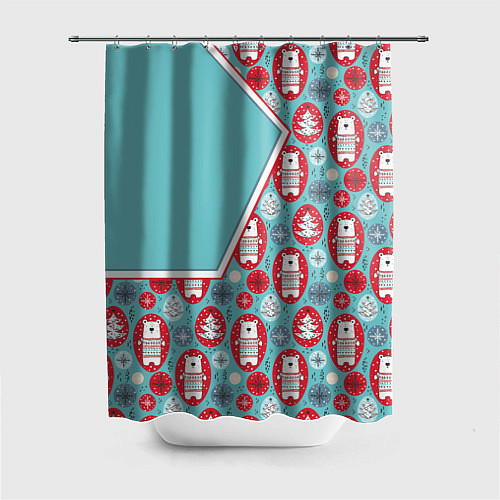 Шторка для ванной Новогодние мишки / 3D-принт – фото 1