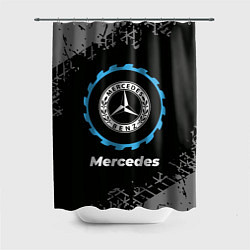 Шторка для ванной Mercedes в стиле Top Gear со следами шин на фоне