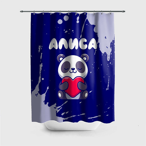 Шторка для ванной Алиса панда с сердечком / 3D-принт – фото 1