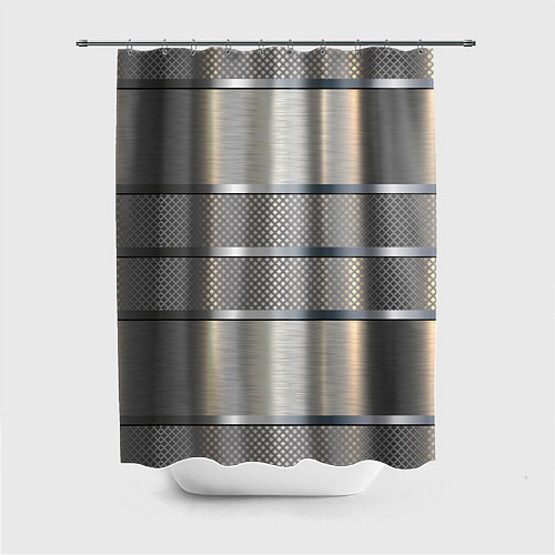 Шторка для ванной Металлические полосы - текстура алюминия / 3D-принт – фото 1