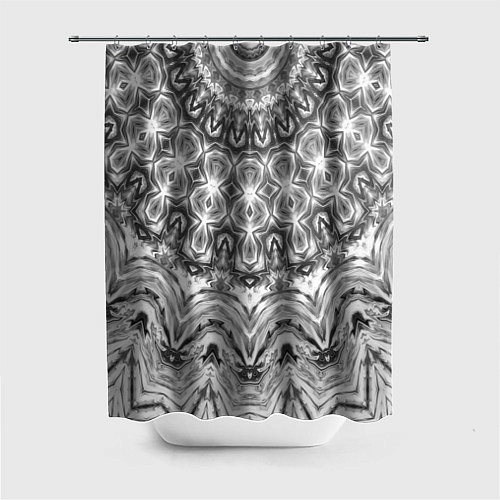 Шторка для ванной Серый ажурный калейдоскоп мандала / 3D-принт – фото 1