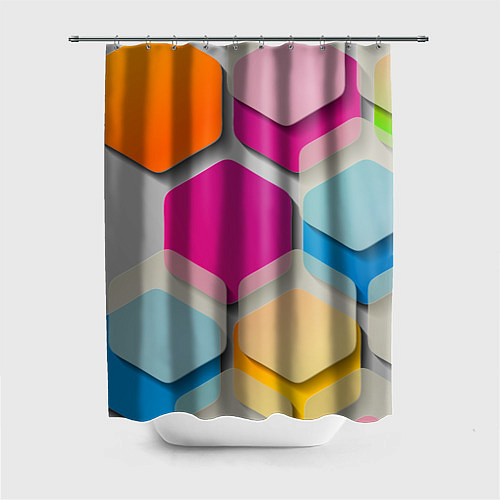 Шторка для ванной Абстрактные разноцветные геометрические фигуры / 3D-принт – фото 1