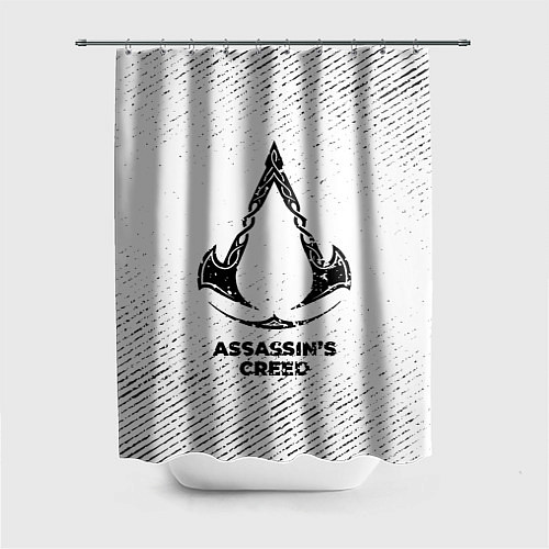 Шторка для ванной Assassins Creed с потертостями на светлом фоне / 3D-принт – фото 1