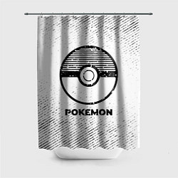 Шторка для ванной Pokemon с потертостями на светлом фоне