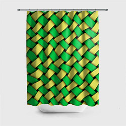 Шторка для ванной Жёлто-зелёная плетёнка - оптическая иллюзия